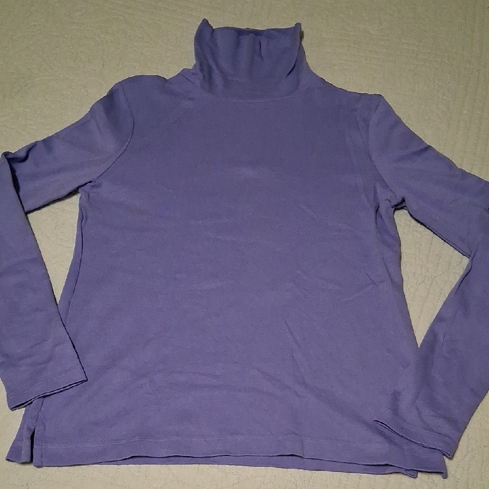 Lands End Periwinkle Blue Cotton Turtleneck, GUC
